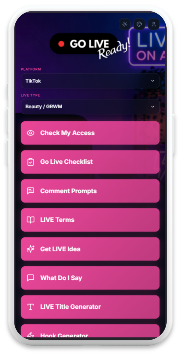 Go Live Ready | Livestream Planning Tools for Creators and Small Businesses